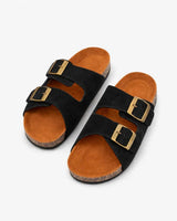 Double Buckle Classic Slides - Black
