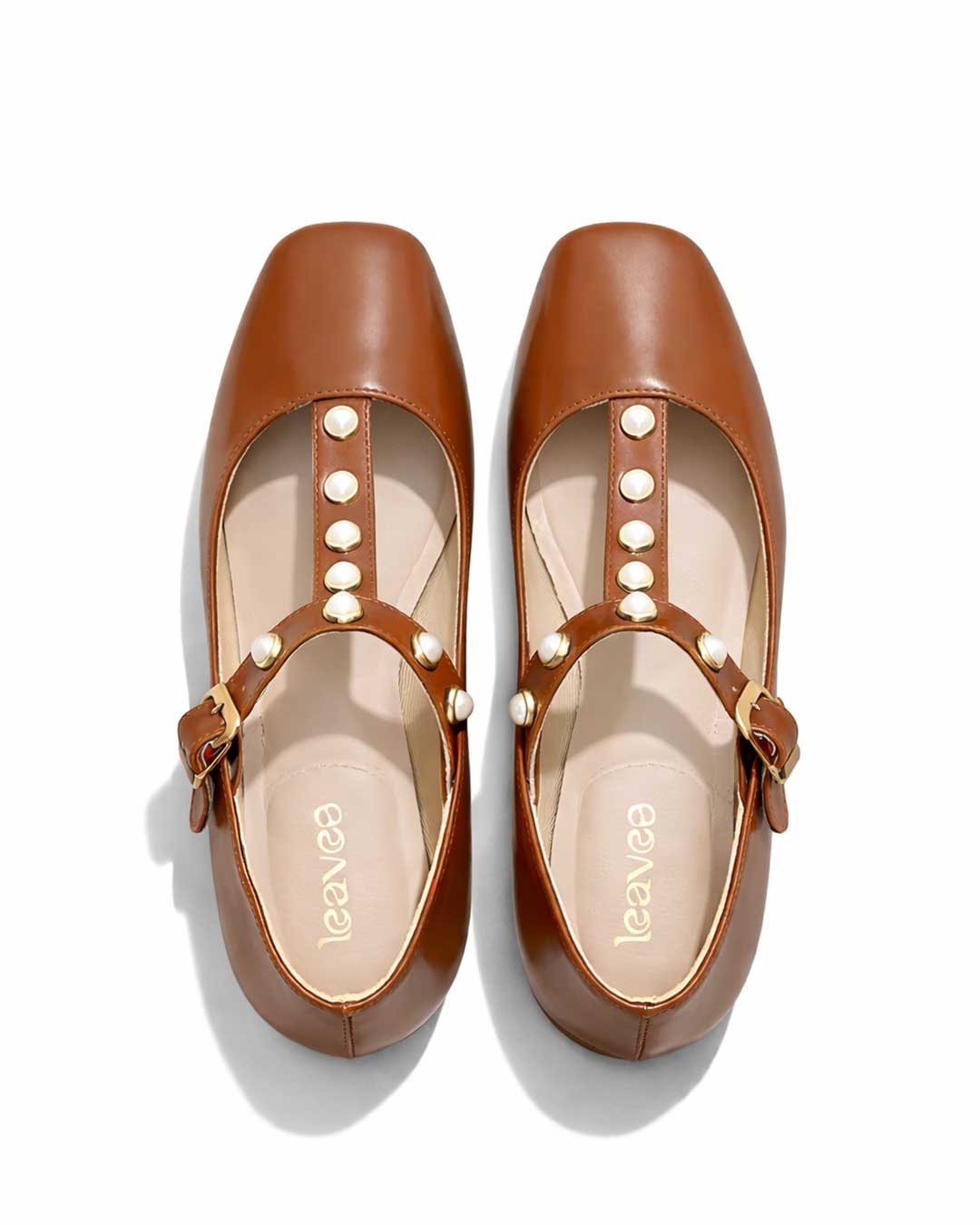 Pearl Strap Ballet Flats – Camel - Rootieland