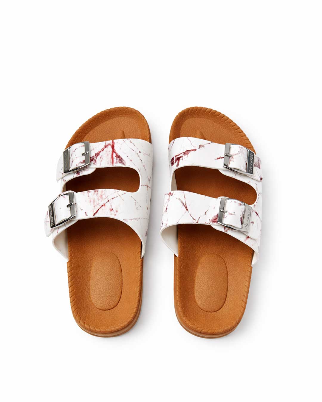 Marble Burgundy/White Slides