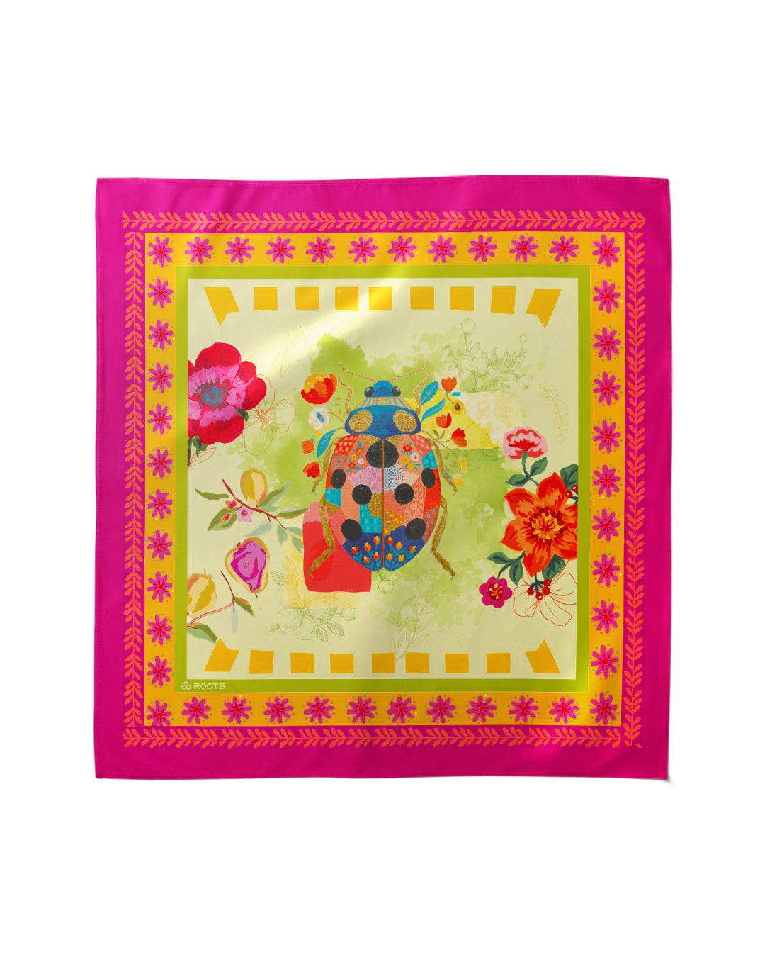 Lucky Garden – Silk Satin Summer Scarf - Rootieland