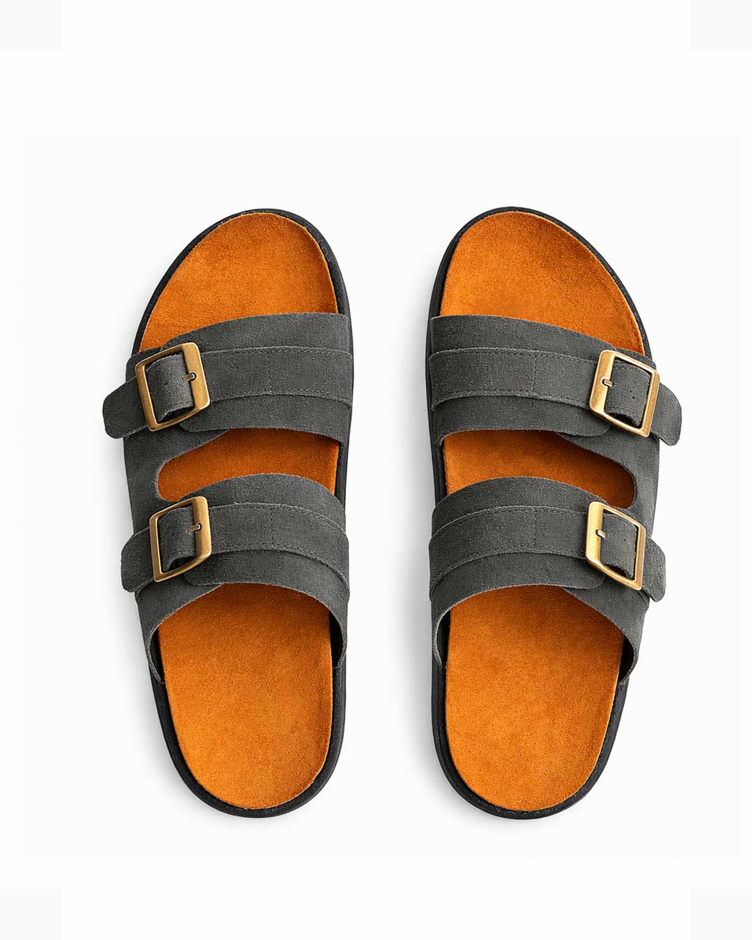 Men’s Double Buckle Slides – Grey