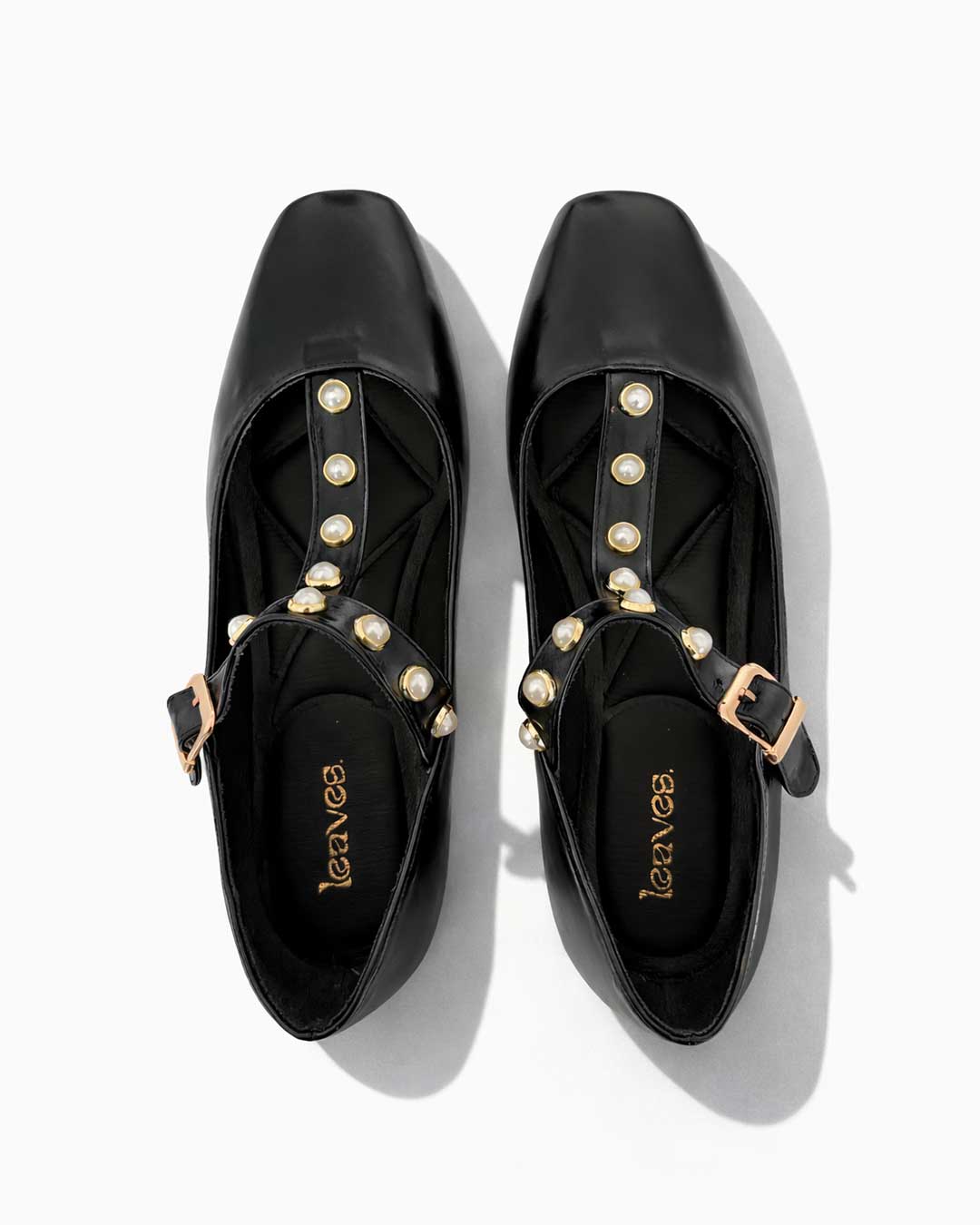 Pearl Strap Ballet Flats – Black - Rootieland