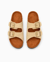 Double Buckle Classic Slides - Beige