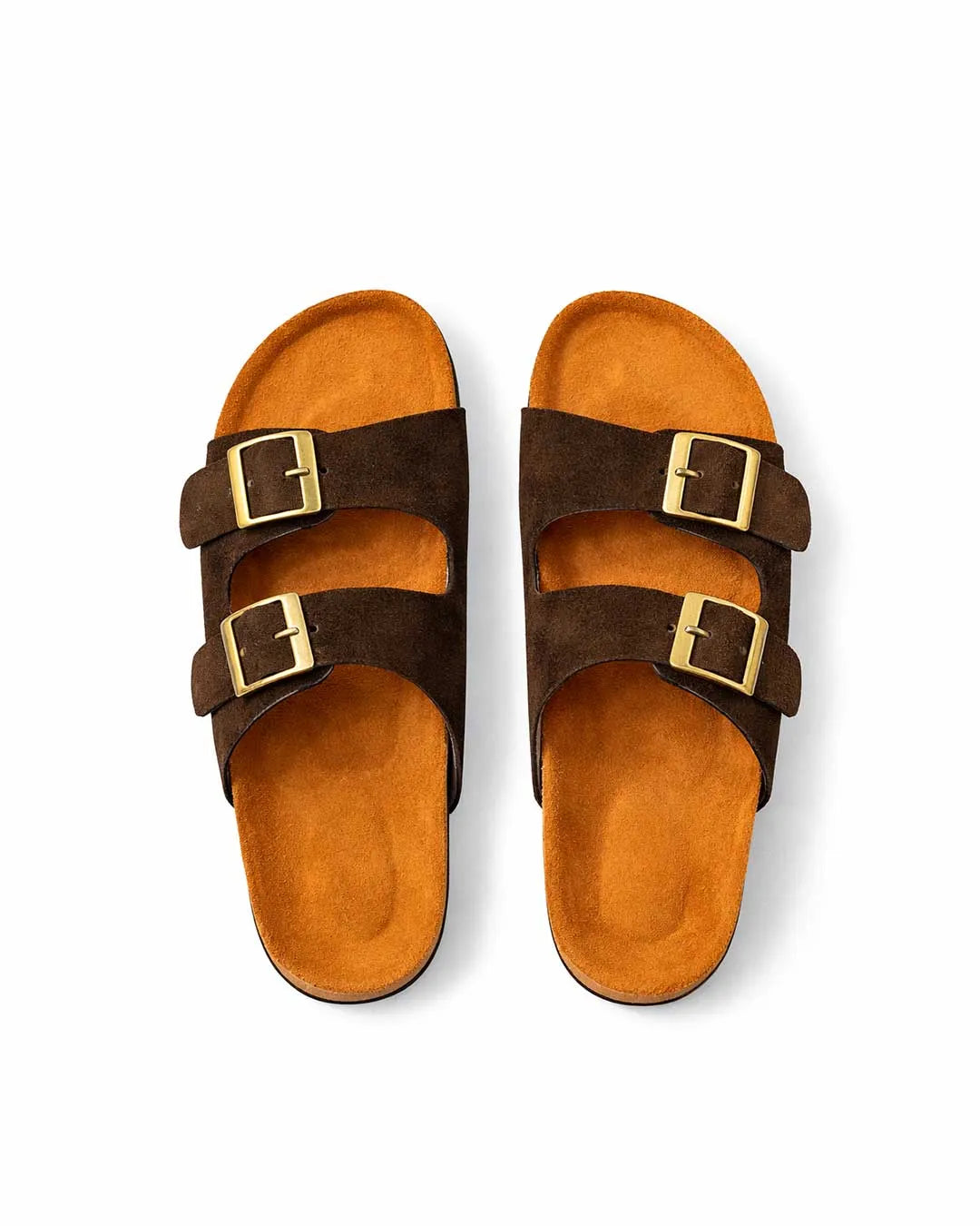 Double Buckle Classic Slides - Brown