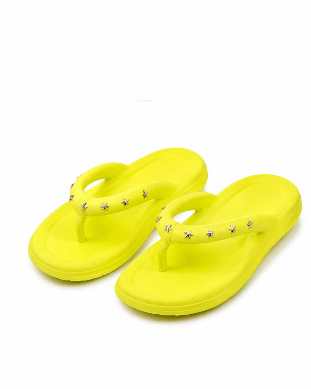Studded Cloud Flip Flops - Lemon