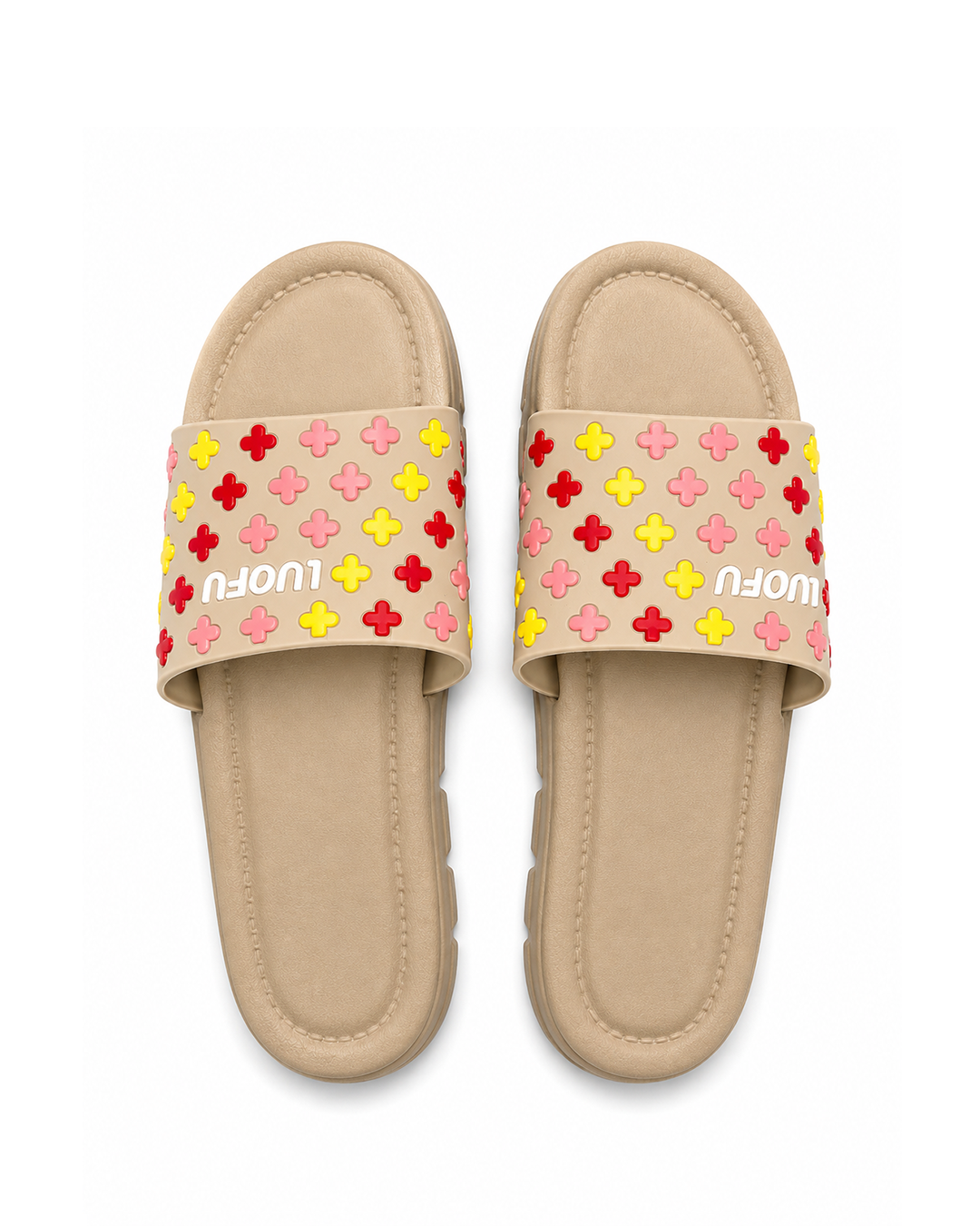 Color Pop Cross Slippers - Beige