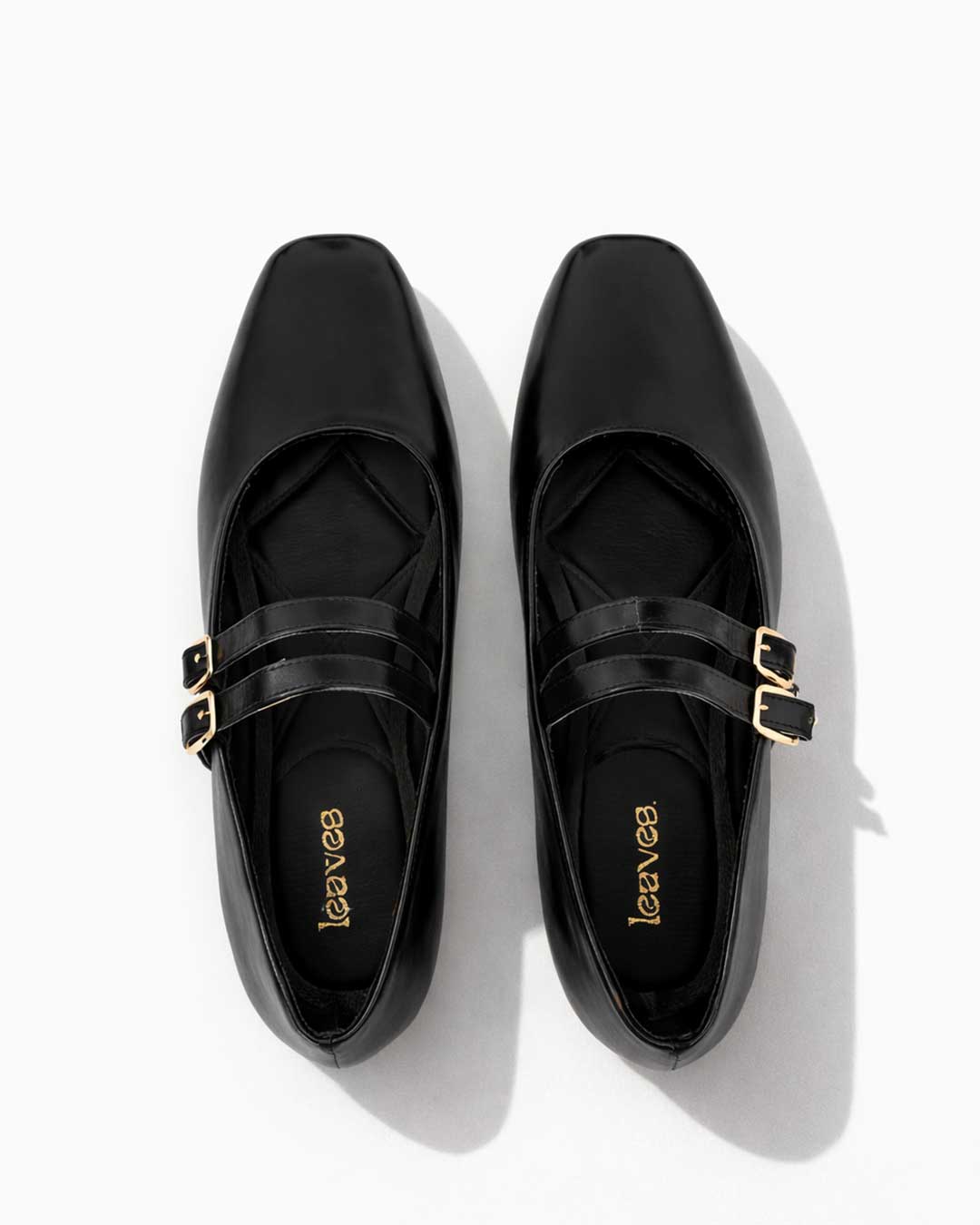 Double Strap Mary Jane Ballet Flats – Black - Rootieland