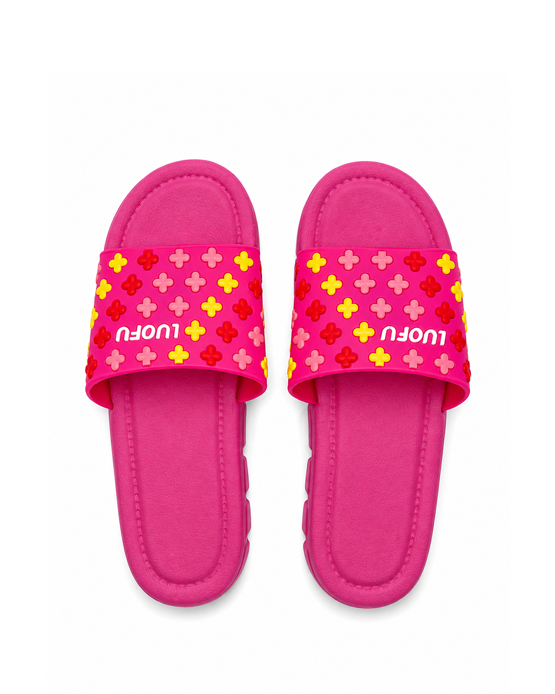 Color Pop Cross Slippers - Fuchsia