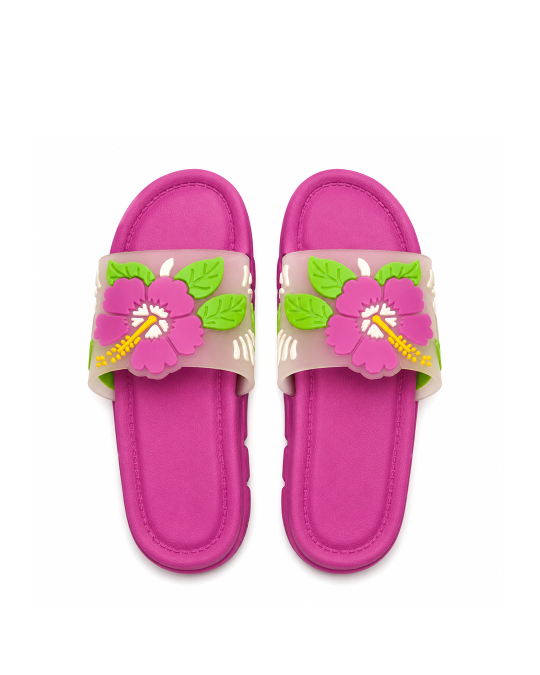 Floral Statement Slippers - Fuchsia