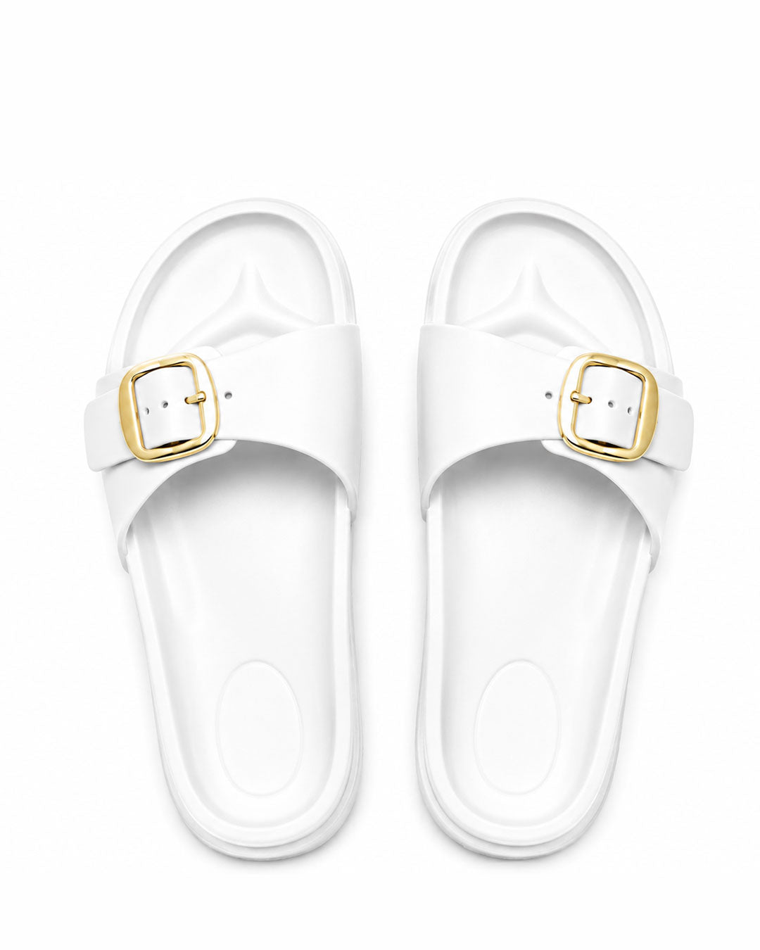 Halo Buckle Slides - White