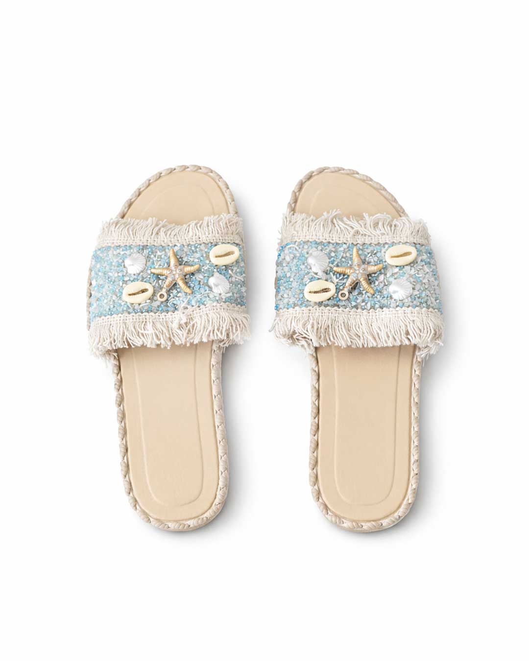 Baby Blue White Slippers