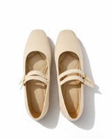 Double Strap Mary Jane Ballet Flats – Cream - Rootieland