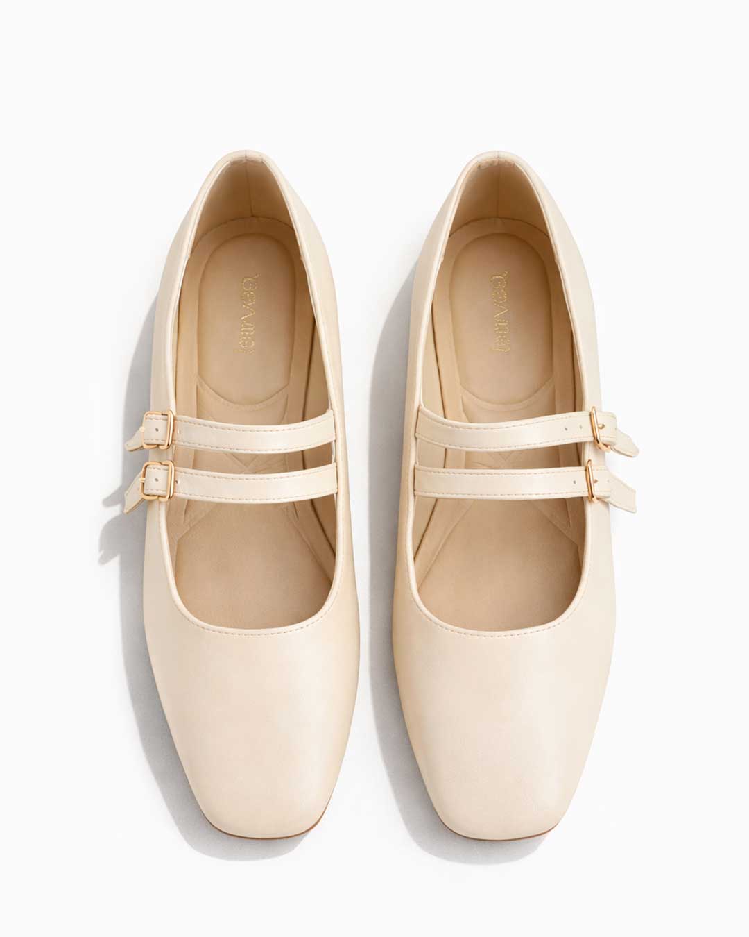 Double Strap Mary Jane Ballet Flats – Cream - Rootieland