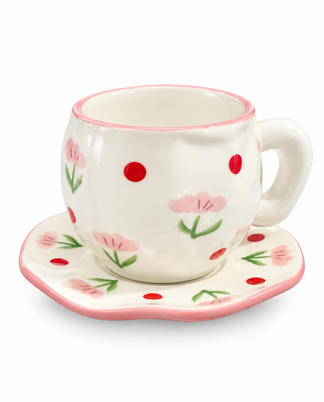 Petal Charm Ceramic Mug & Saucer Set