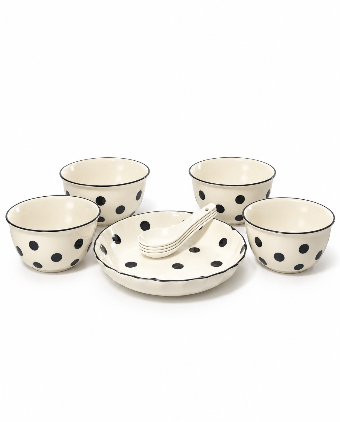 Polka Dot Dinnerware Set - 9 Pieces