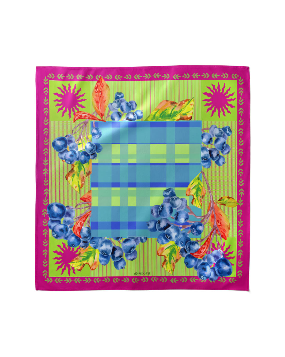 Plaids & Berries – Silk Satin Summer Scarf - Rootieland