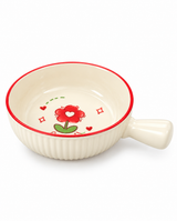Floral Ceramic Soup Bowl with Handle