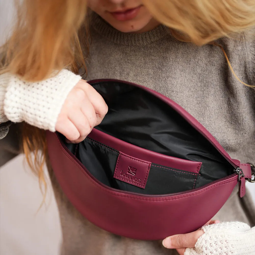Leather Fanny Pack - Burgundy