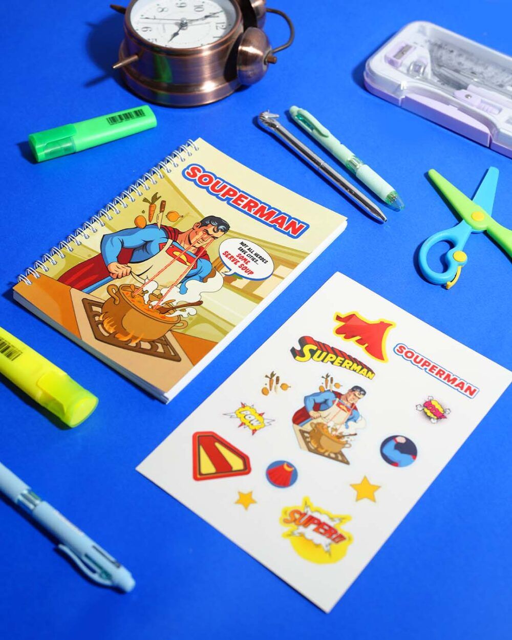 Souperman - A5 Notebook & Sticker Sheet - Rootieland