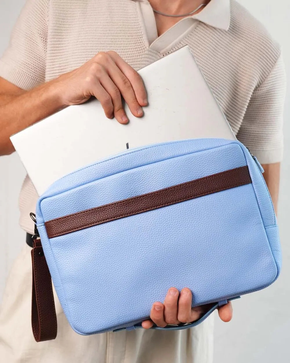 Sky Mocha - Leather Laptop Sleeve - Rootieland