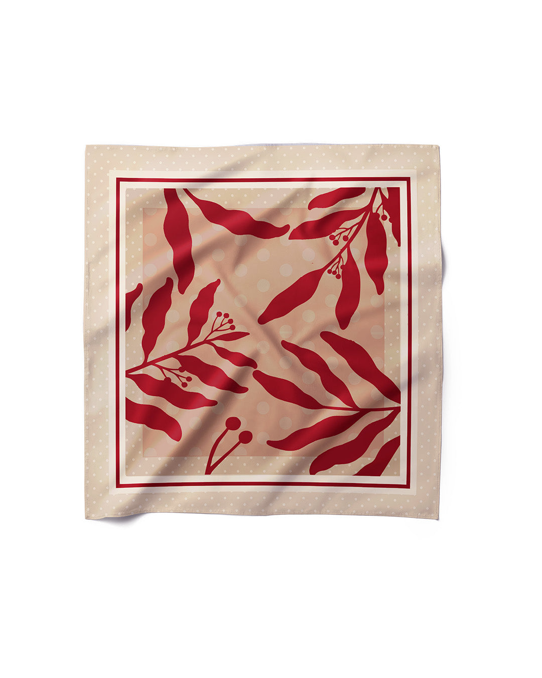 Beige Polka Dots - Silk Satin Scarf