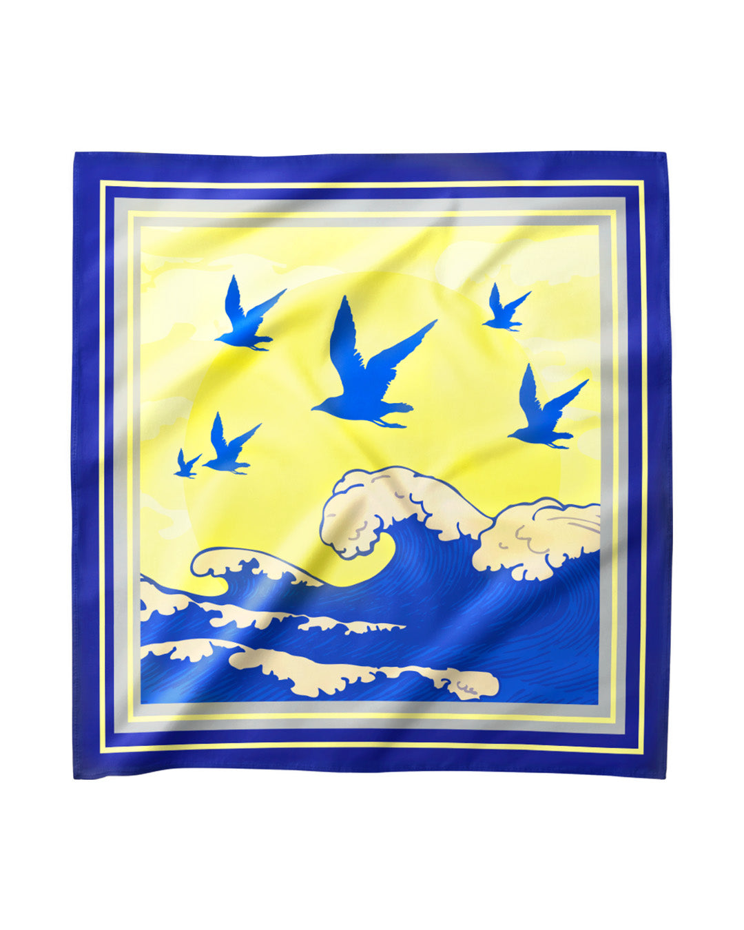 Waves & Wings - Silk Satin Summer Scarf