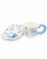 Blue Butterflies Mug & Saucer Set