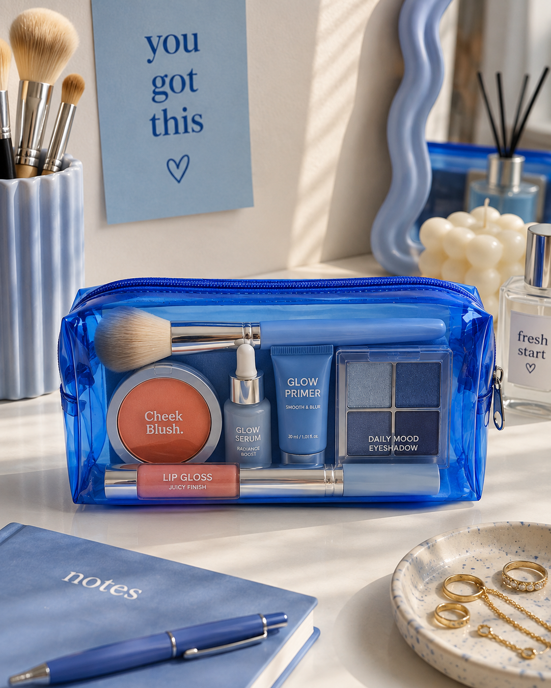 Neon Clear Pouch - Blue