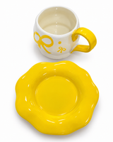 Bow Darling Mug & Saucer Set - Yellow