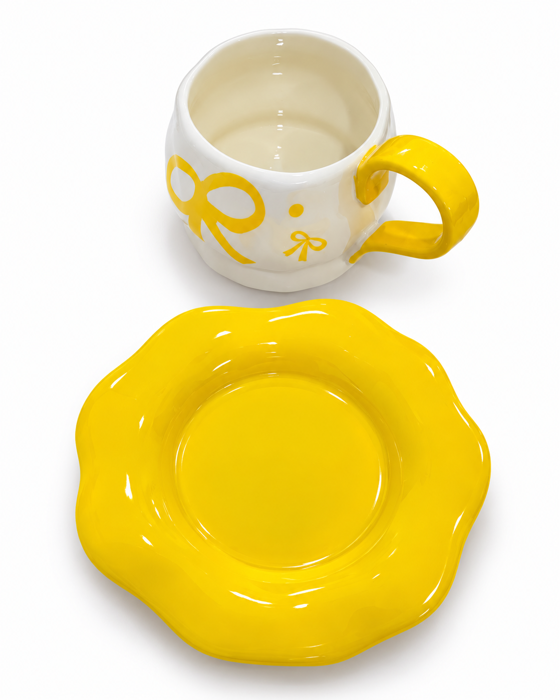 Bow Darling Mug & Saucer Set - Yellow