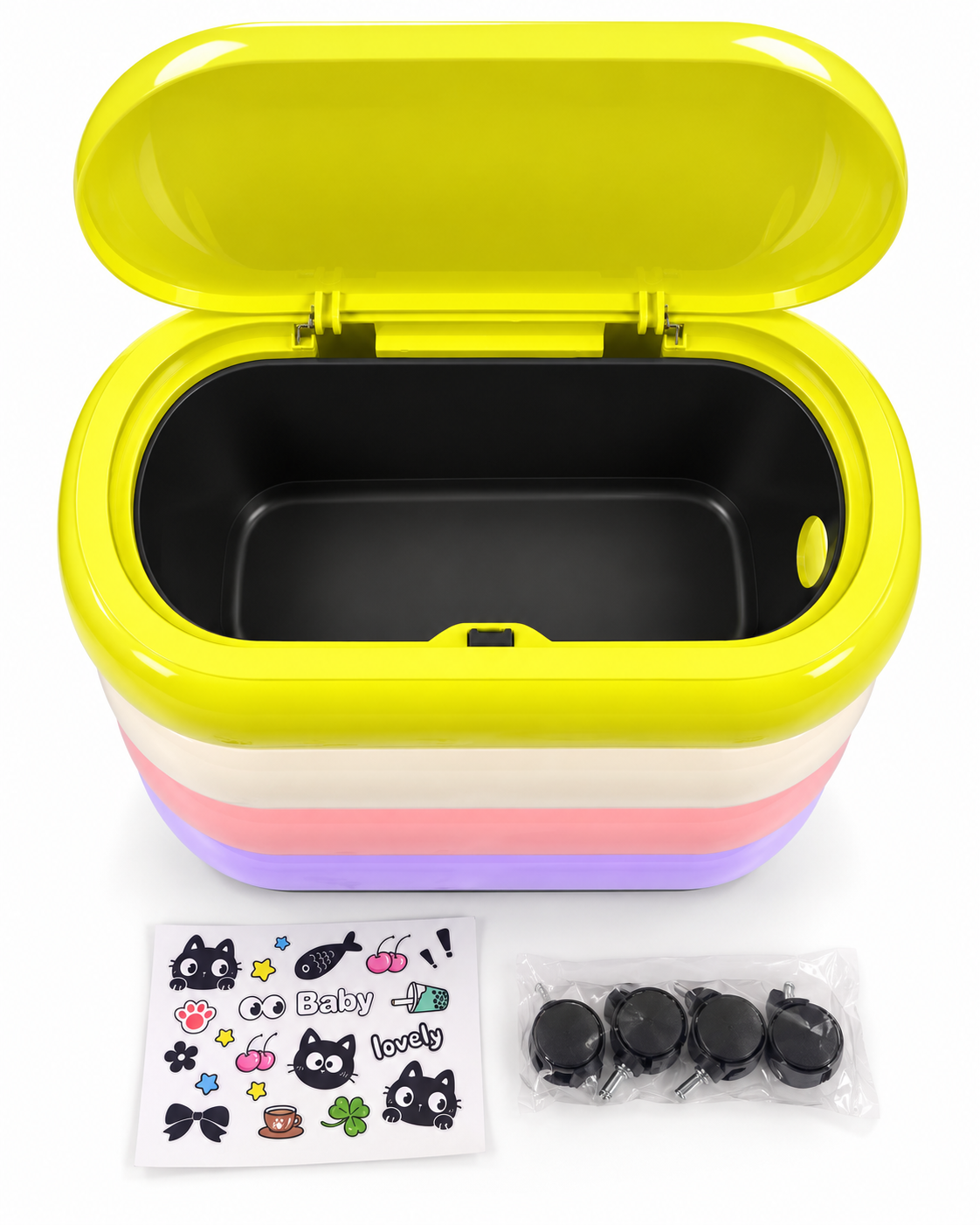 Pastel Rolling Trash Bin