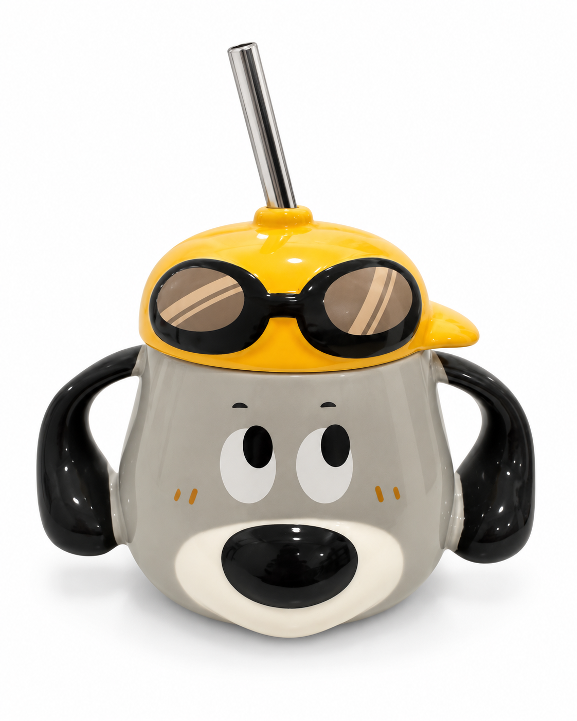 Grey Snoopy Mug with Straw