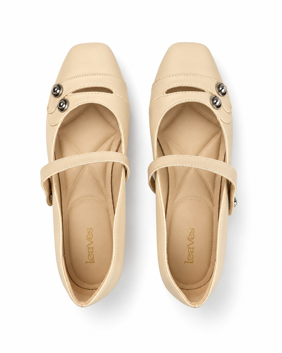 Button Ballet Flats – Cream