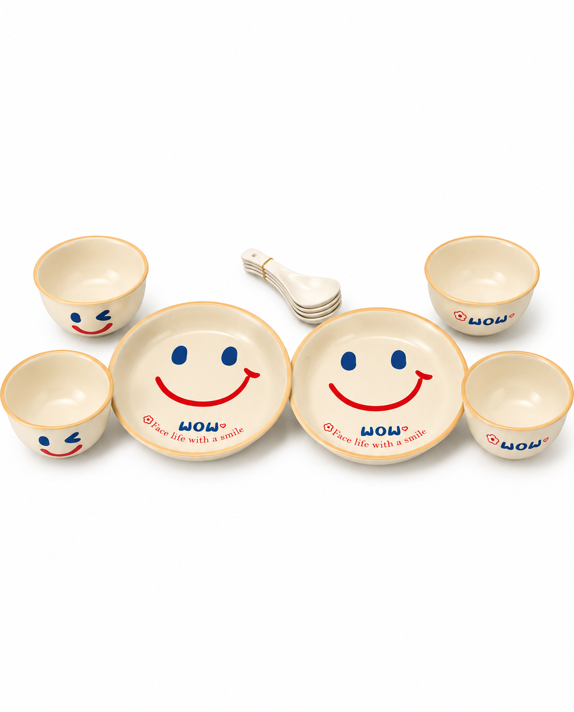 Smile Face Dinnerware Set – 12 Pieces