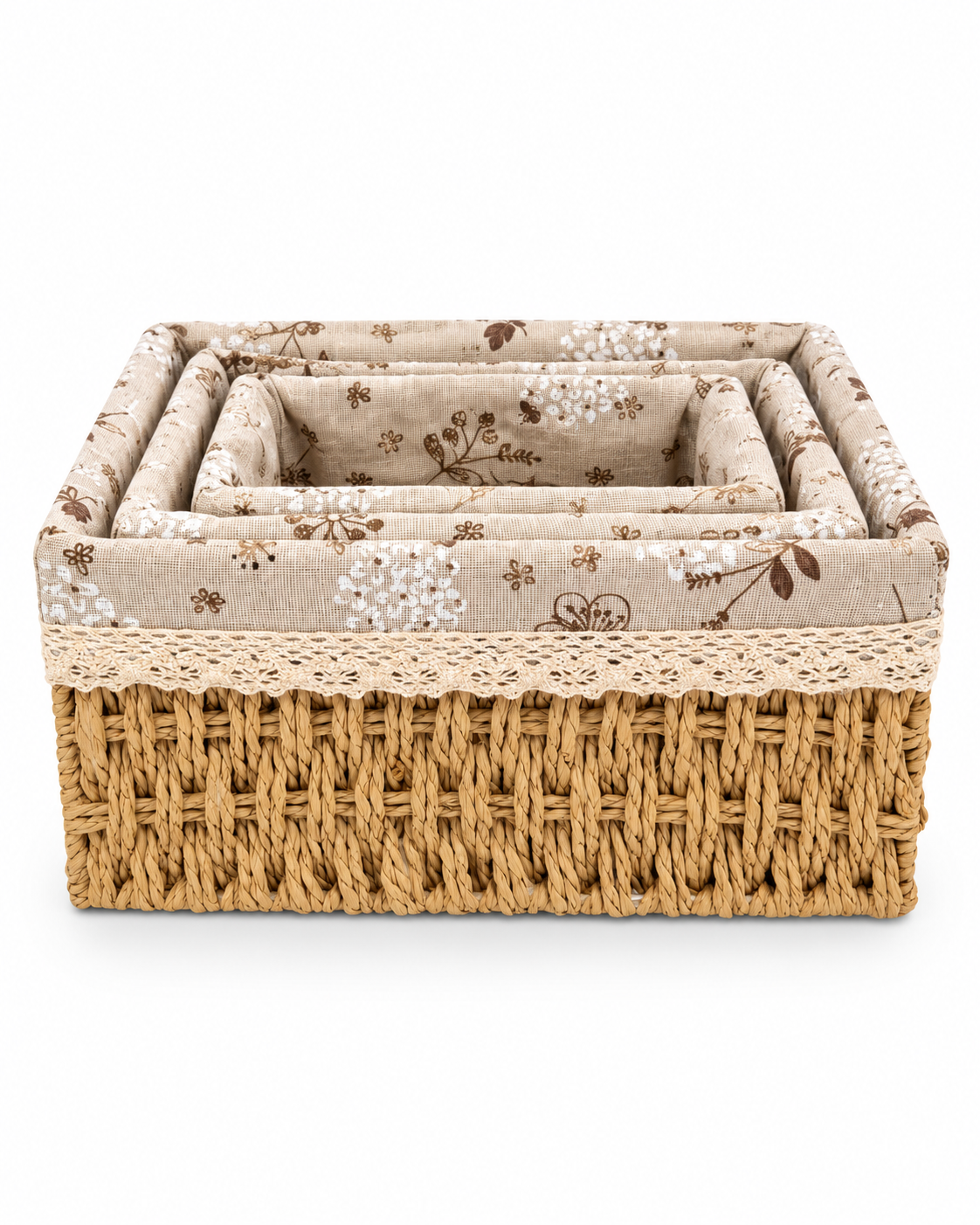 Floral Organizing Baskets – Set of 3