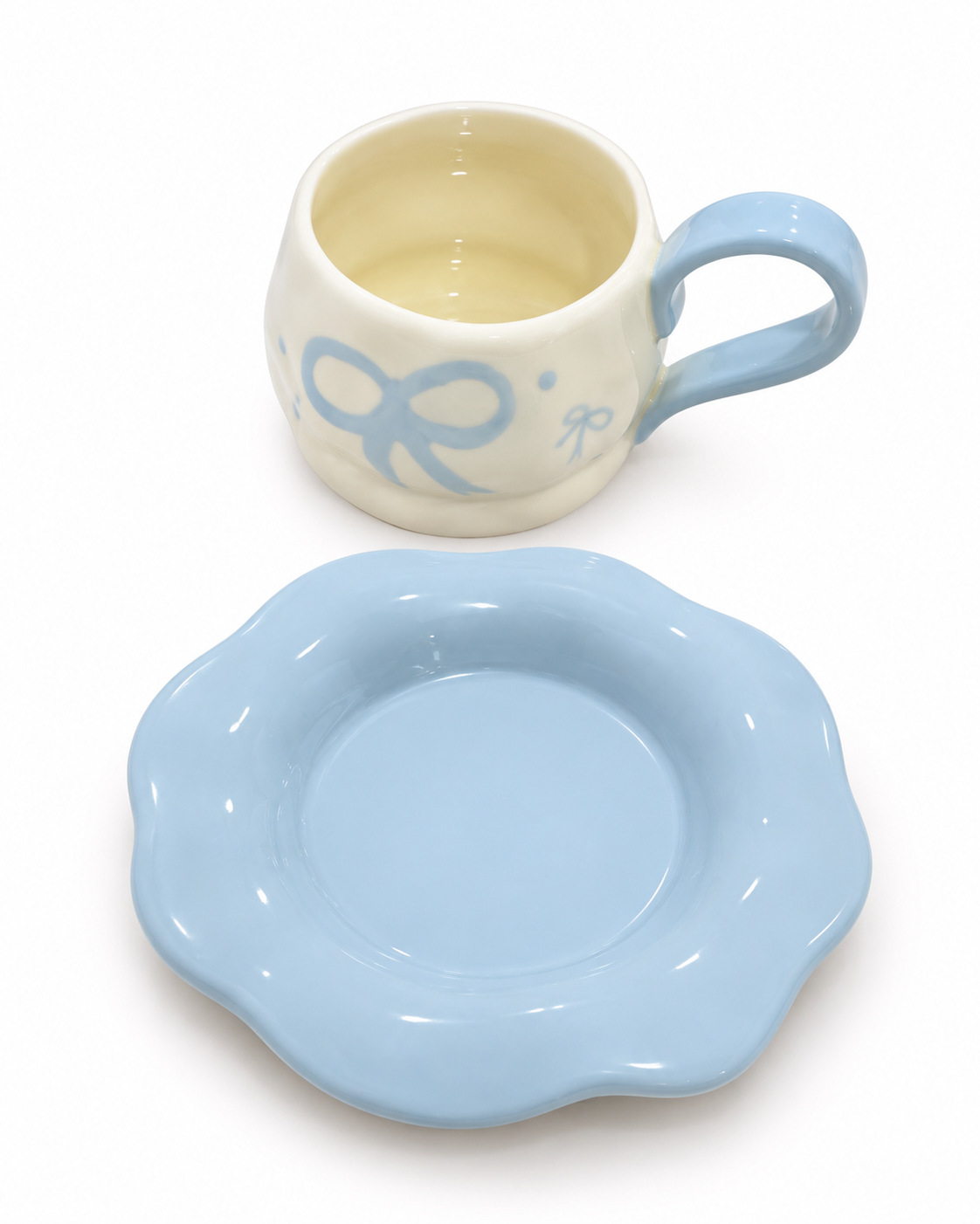 Bow Darling Mug & Saucer Set - Blue