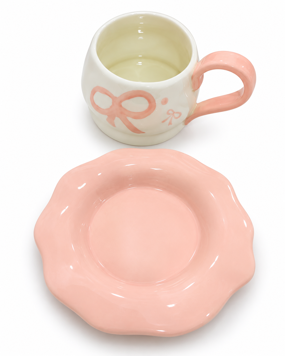 Bow Darling Mug & Saucer Set - Peach