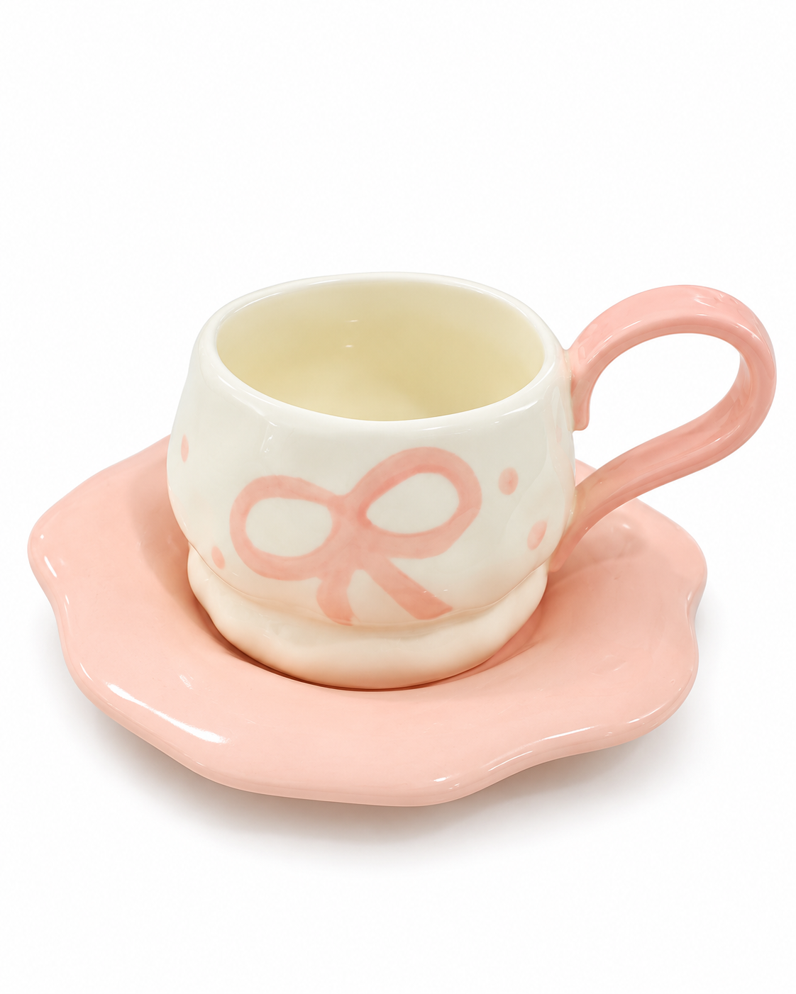Bow Darling Mug & Saucer Set - Peach