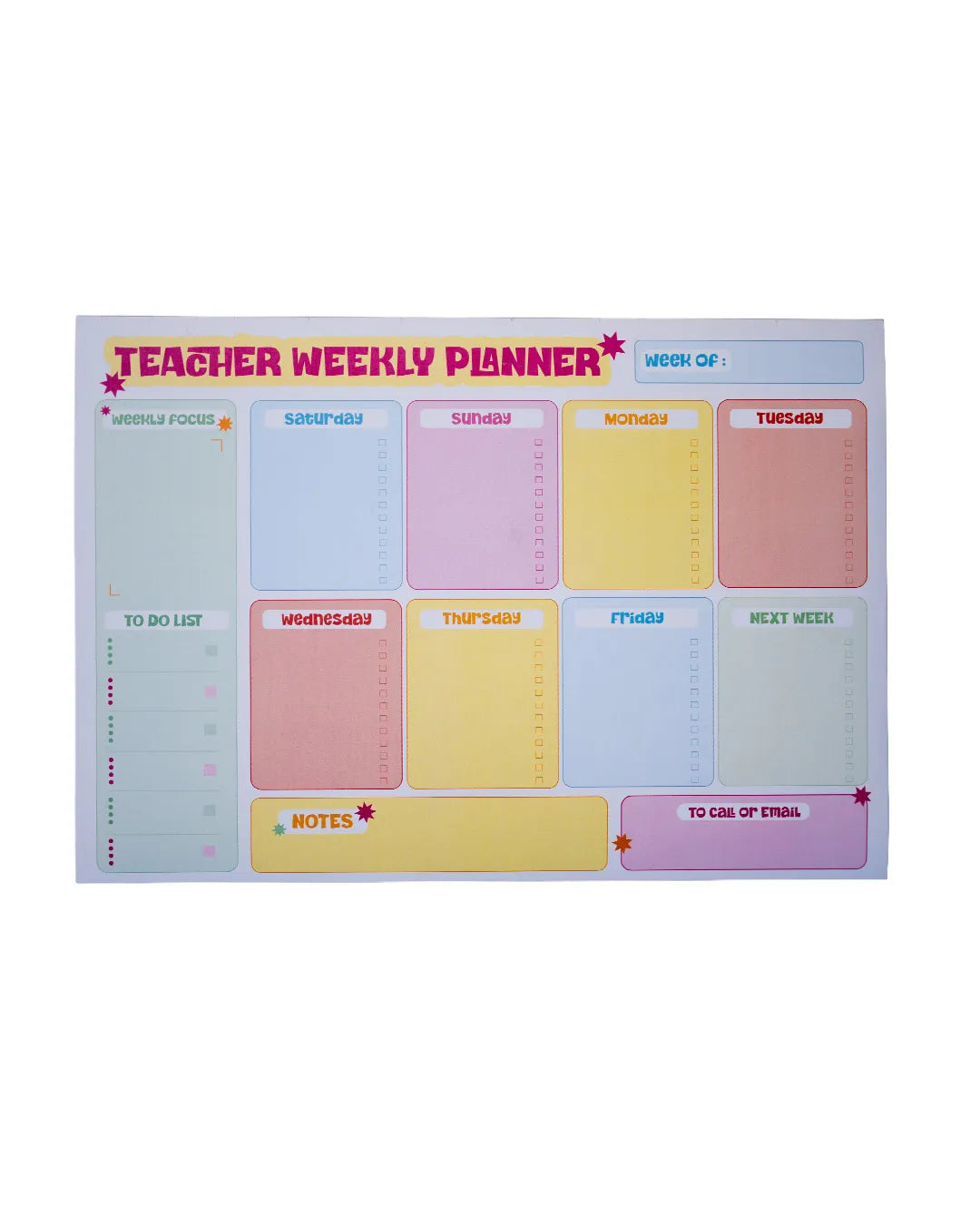 Stars & Teachers Weekly Planner - Rootieland