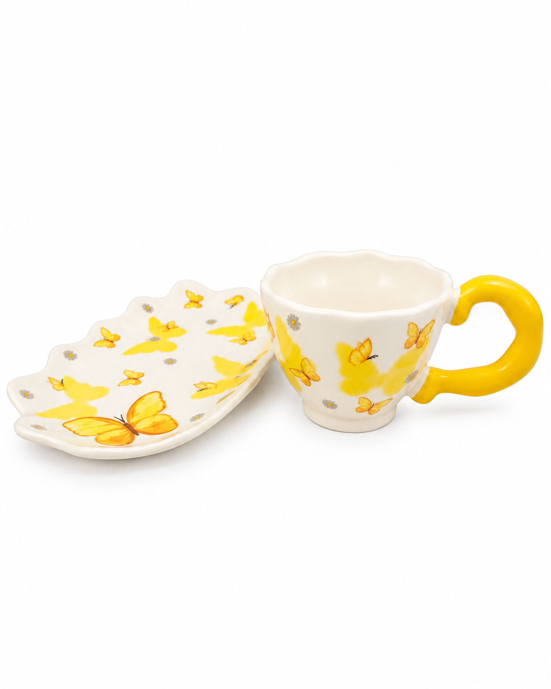 Golden Butterflies Mug & Saucer Set