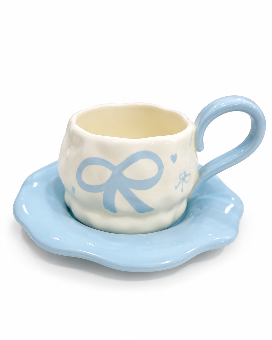 Bow Darling Mug & Saucer Set - Blue