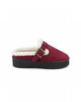 Fur Clogs - Burgundy