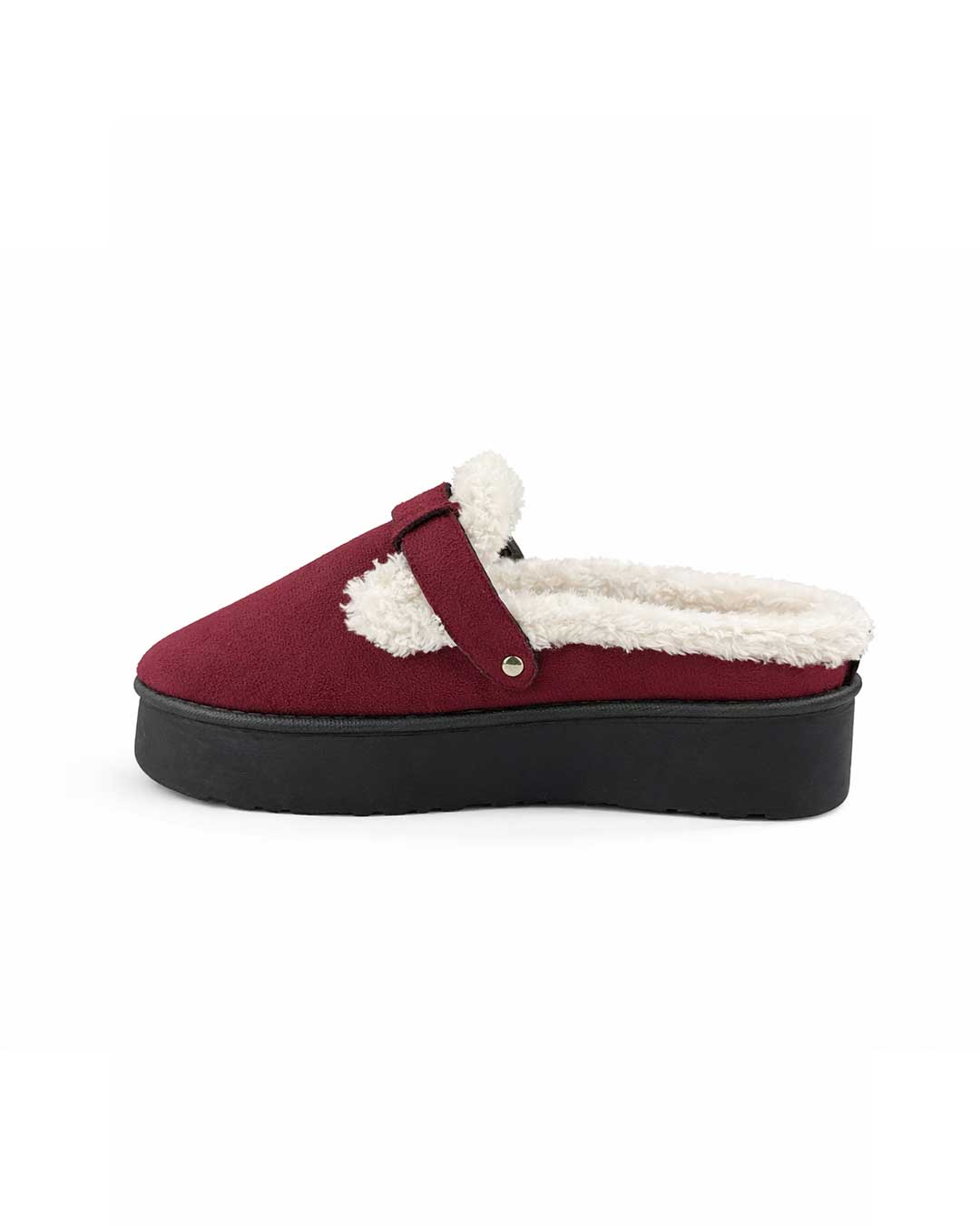 Fur Clogs - Burgundy