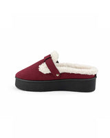 Fur Clogs - Burgundy