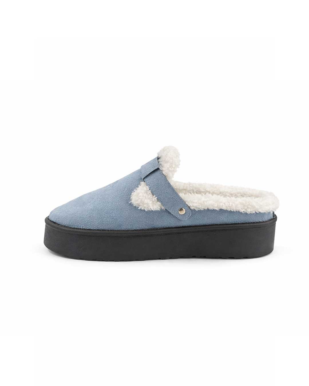 Fur Clogs - Indigo