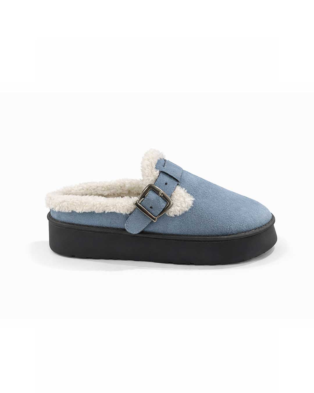 Fur Clogs - Indigo