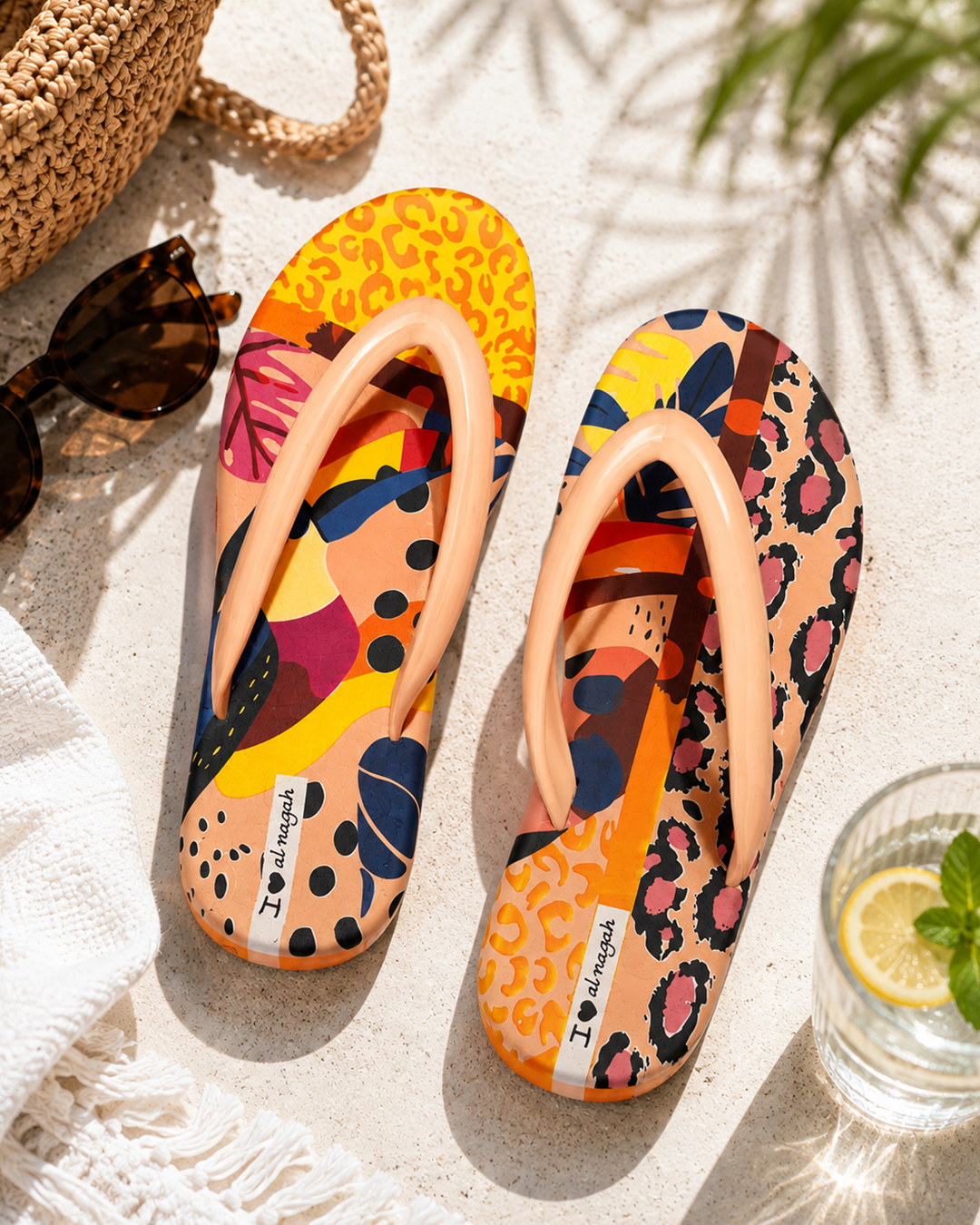 Abstract Flip Flops - Beige