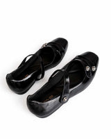 Button Ballet Flats – Black - Rootieland