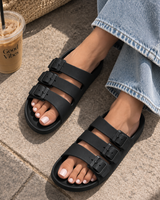 Triple Strap Slides - Black