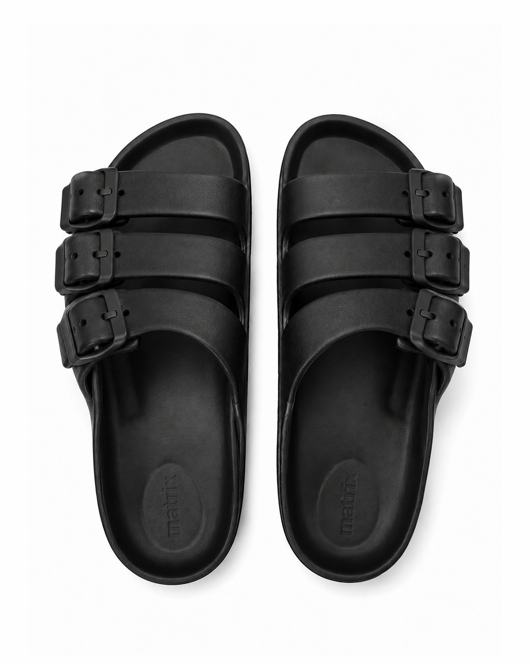 Triple Strap Slides - Black